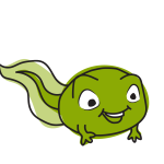 A smiling green tadpole to represent pediatric dentistry